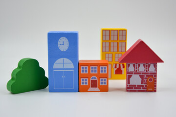 a few houses made of wood