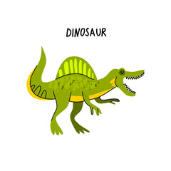 Vector image of a dinosaur, spinosaurus. Flat design. Cute. Isolated