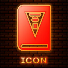 Glowing neon 26 November india constitution day icon isolated on brick wall background. Vector