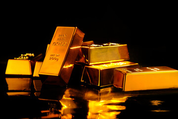 Gold bars , business and finance concept.
