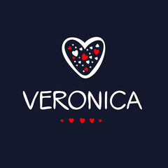 Veronica Calligraphy female name, Vector illustration.