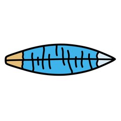 Cartoon blue surfboard on white background 