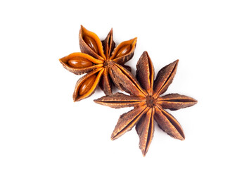 Star anise on the white background