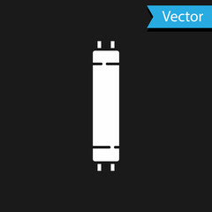 White Long luminescence fluorescent energy saving lamp icon isolated on black background. Vector