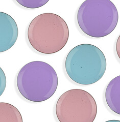 colorful ceramic plates isolated on white background