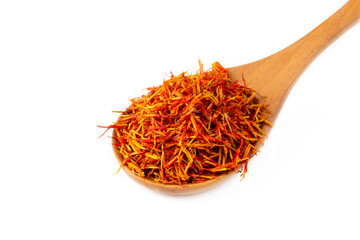 Dried saffron spice isolated on the white background (safflower - aspir)
