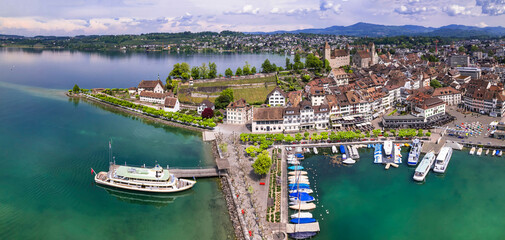 Rapperswil-Jona medieval town and castle on Zurich lake, Switzerland, is a popular tourist...