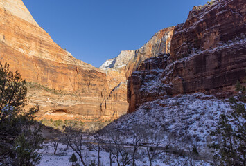 Scenic Winter Landscape in Zion National Park Utah