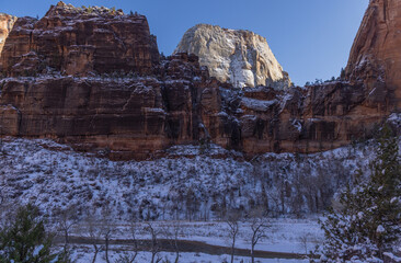 Scenic Winter Landscape in Zion National Park Utah