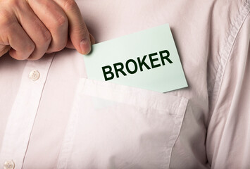 Broker word. Choosing agent for investing concept. High quality photo