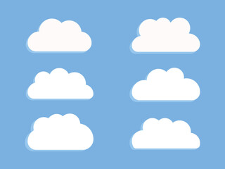 	
Vector flat illustration. White clouds isolated on a white background. Ideal for books, invitations and wallpapers