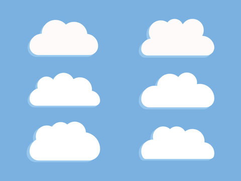 	
Vector flat illustration. White clouds isolated on a white background. Ideal for books, invitations and wallpapers