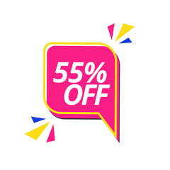 55% off discount banner. Discount offer sign. Vectorized and editable special offer symbol.