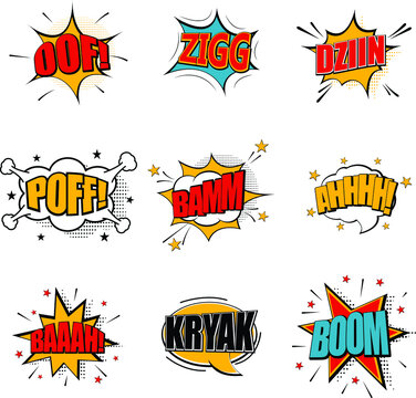 Set of sounds in comics style. Vector illustration
