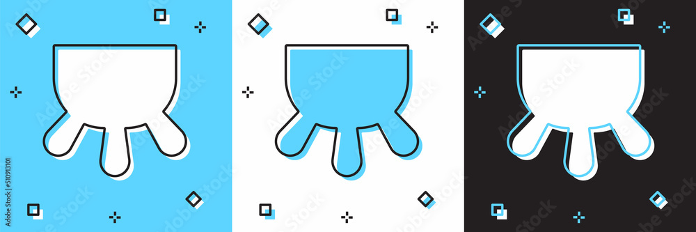 Sticker set udder icon isolated on blue and white, black background. vector