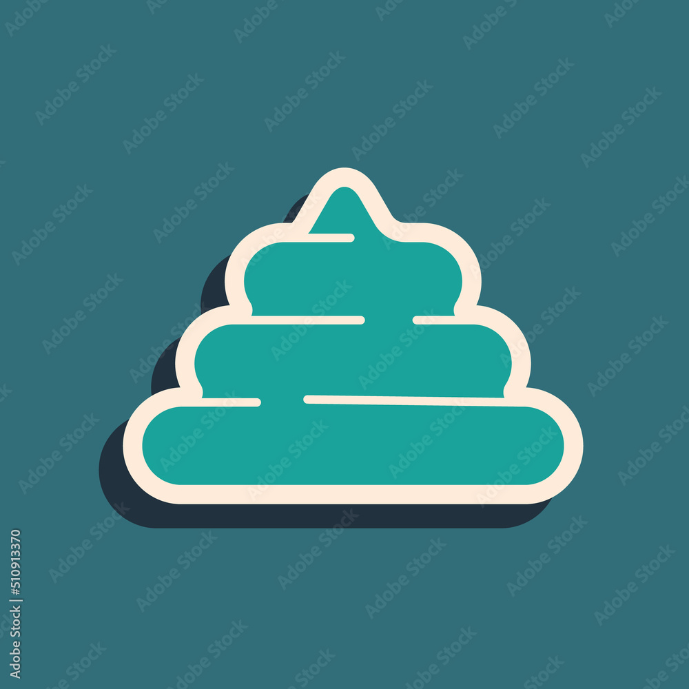 Sticker green shit icon isolated on green background. long shadow style. vector