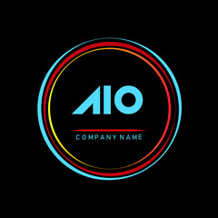 AIO ,A I O Alphabet Design With Creative Circles, AIO Letter Logo Design, AIO Letter Logo Design On Black background ,Letter AIO logo with colorful circle, letter combination logo design with ring