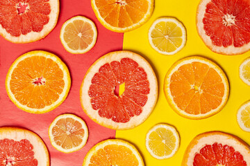 Citrus fruits collection food background oranges lemon grapefruit fresh fruit background