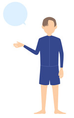 ジェンダーレス、ジェンダーレス水着姿、話しかける（吹き出しつき）