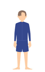 ジェンダーレス、ジェンダーレス水着姿、両手を下ろして棒立ちする