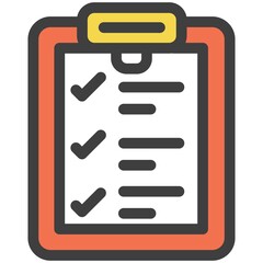 Checklist document on clipboard flat vector icon