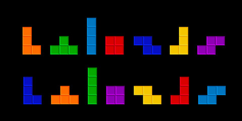 Tetris elements. Isolated vector. Game background. Simple illustration. 