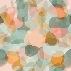 Abstract seamless pattern with multicolored spots. Simple irregular geometric pattern on a white background	