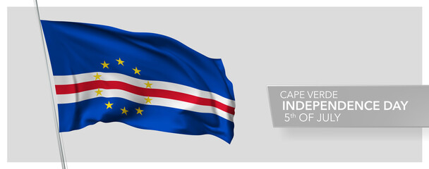 Cape Verde happy independence day greeting card, banner vector illustration