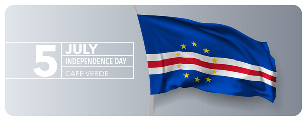 Cape Verde happy independence day greeting card, banner vector illustration