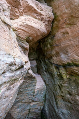 sandstone cliffs is approximately one kilometre long and is located on the left side of the primeval valley of the River Gauja. Latvia