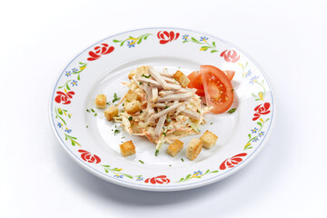 meat salad on the white background