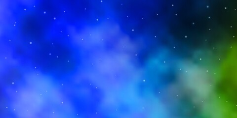 Fototapeta na wymiar Light Blue, Green vector background with colorful stars.