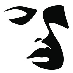 vector black and white illustration of a beautiful female face formed by a shadow. useful for advertising products for women, beauty salons, decorative and care cosmetics, logo, print, poster, design