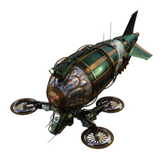 3d rendering of a fantasy steampunk airship - 510921594