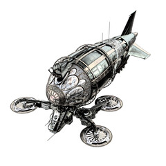 3d rendering of a fantasy steampunk airship - 510921595