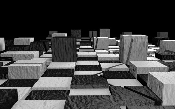 3d Render, Abstract Background-three Dimensional Chess Board-black Background