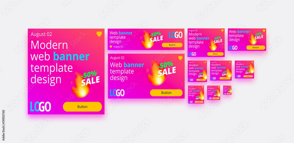 Wall mural web banner template design set. google ads. first part.