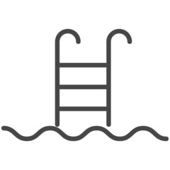 Swimming pool ladder icon with vector water wave