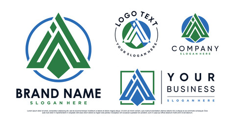 Set of triangle letter a logo design inspiration for business with creative element Premium Vector