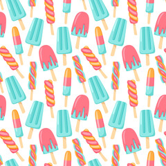Seamless pattern with ice cream for summer prints, posters, wrapping paper, backgrounds, scrapbooking, textile, kids fashion, stationary.