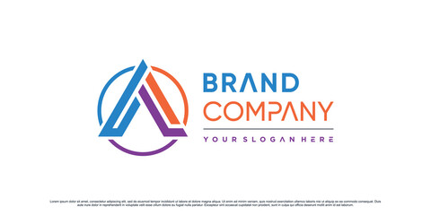 Triangle icon letter a logo design inspiration for business with circle concept Premium Vector