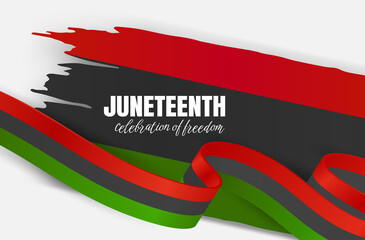 Juneteenth Freedom Day. 19 June African American Emancipation Day. Annual American holiday. Black, red, and green banner or header background with lettering. Vector illustration.