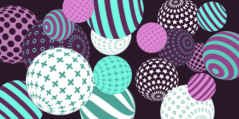 Retro 3d illustration abstract balls, great design for any purposes.  Modern cover concept. Vector modern banner. Background wall design.