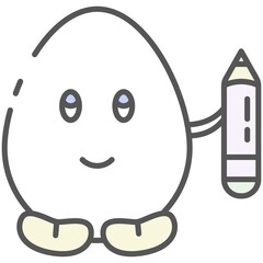 Creative note icon outline vector mascot with pencil