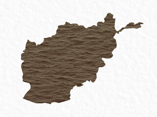 Afghanistan map with brown muddy water