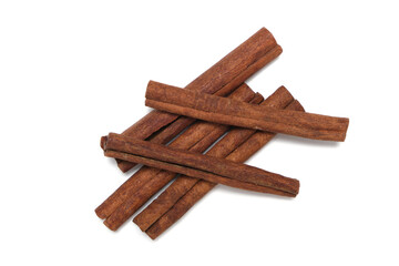 Cinnamon sticks white background, food and spices.