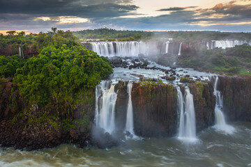 Fototapeta premium Iguacu falls in southern Brazil at dawn – long exposure and blurred waters