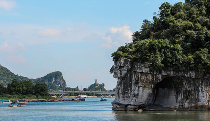 Fototapeta na wymiar Photo of the Elephant Trunk Hill in the Li River in China