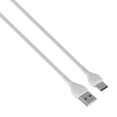 connector with USB cable, Type C, black, isolated on white background