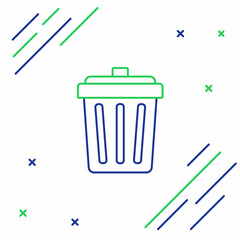 Line Trash can icon isolated on white background. Garbage bin sign. Recycle basket icon. Office trash icon. Colorful outline concept. Vector